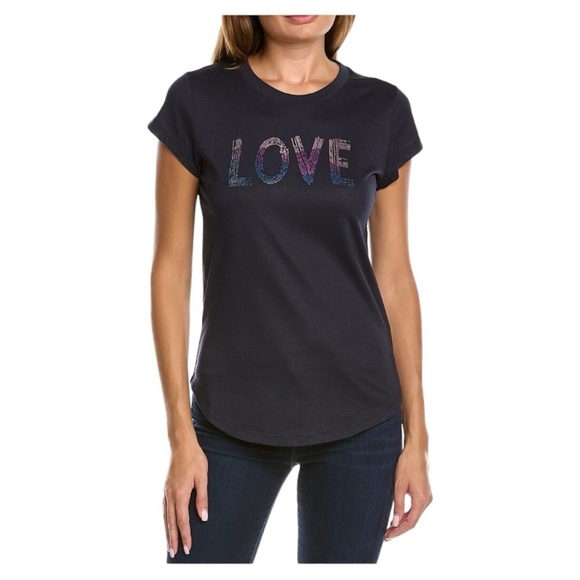 NWOT Zadig & Voltaire Woop Gradient Love Strass T-shirt - Picture 1 of 8